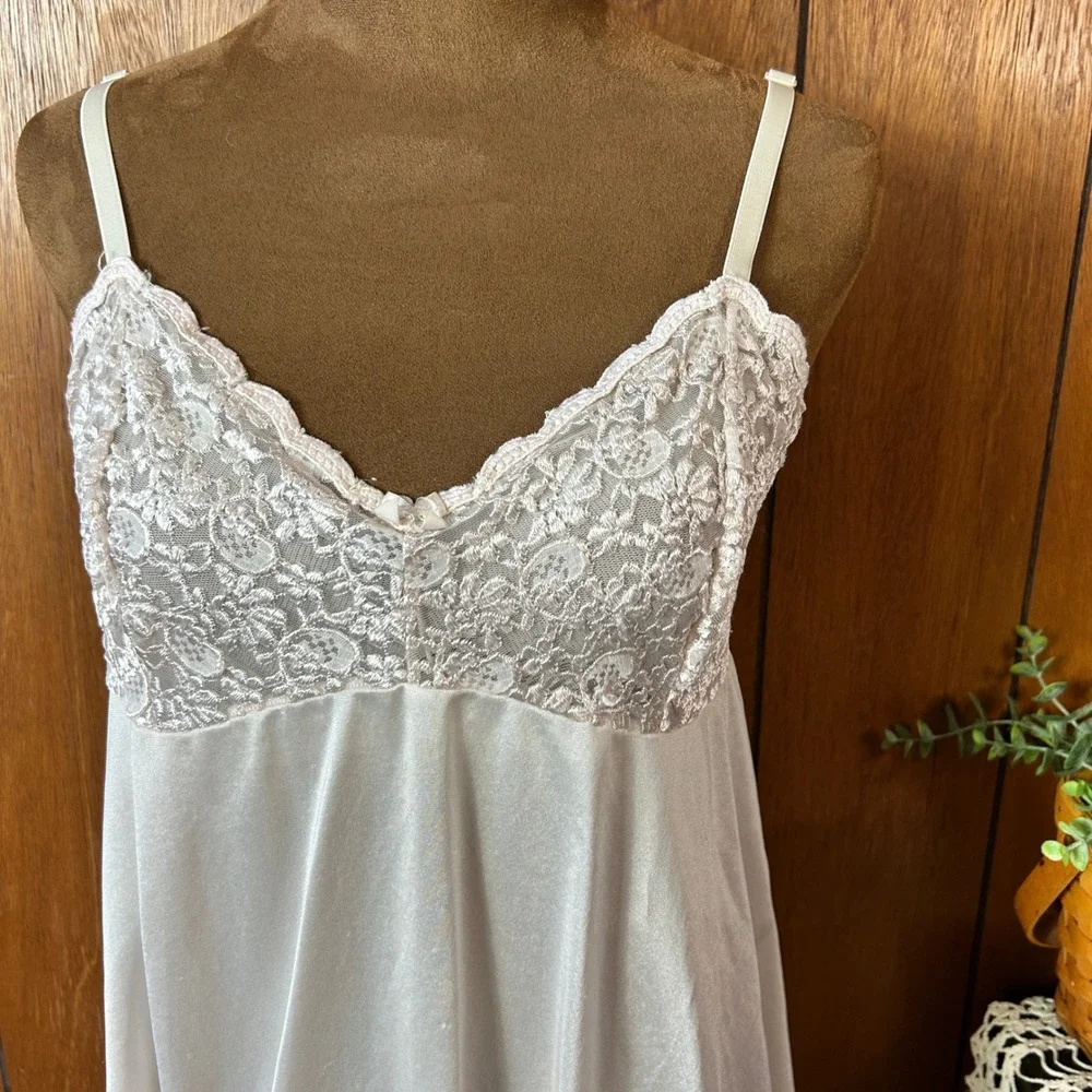Vintage OLGA Lace Trim Slip Chemise Babydoll Nightgown‎ Lingerie Womens M